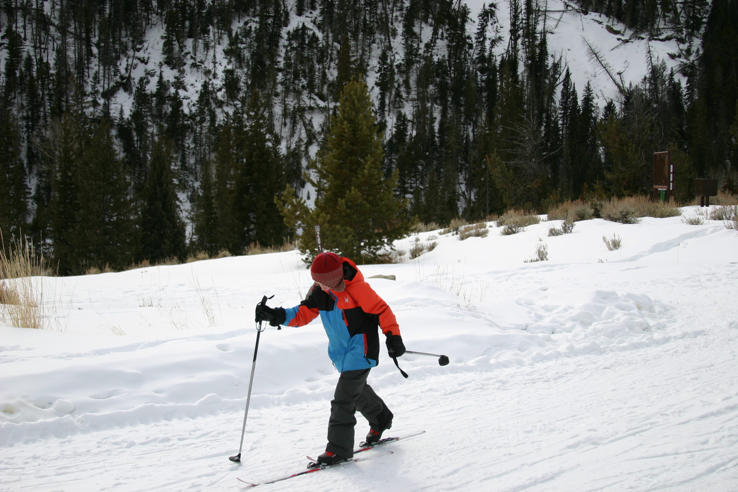 Photo of boy cross country skiing on the Wood River in Wyoming Four Seasons of Outdoor Recreation
