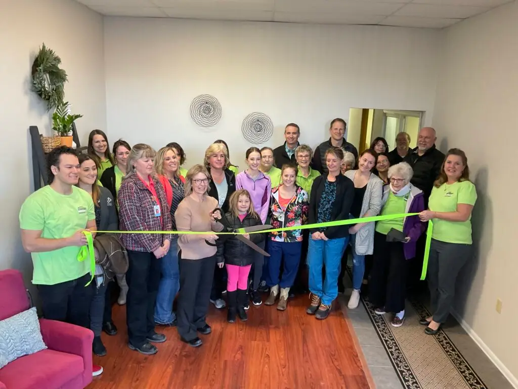 Powell Chamber of Commerce Ambassadors attending a ribbon cutting ceremony at Stillwater Hospice in Powell, Wyoming